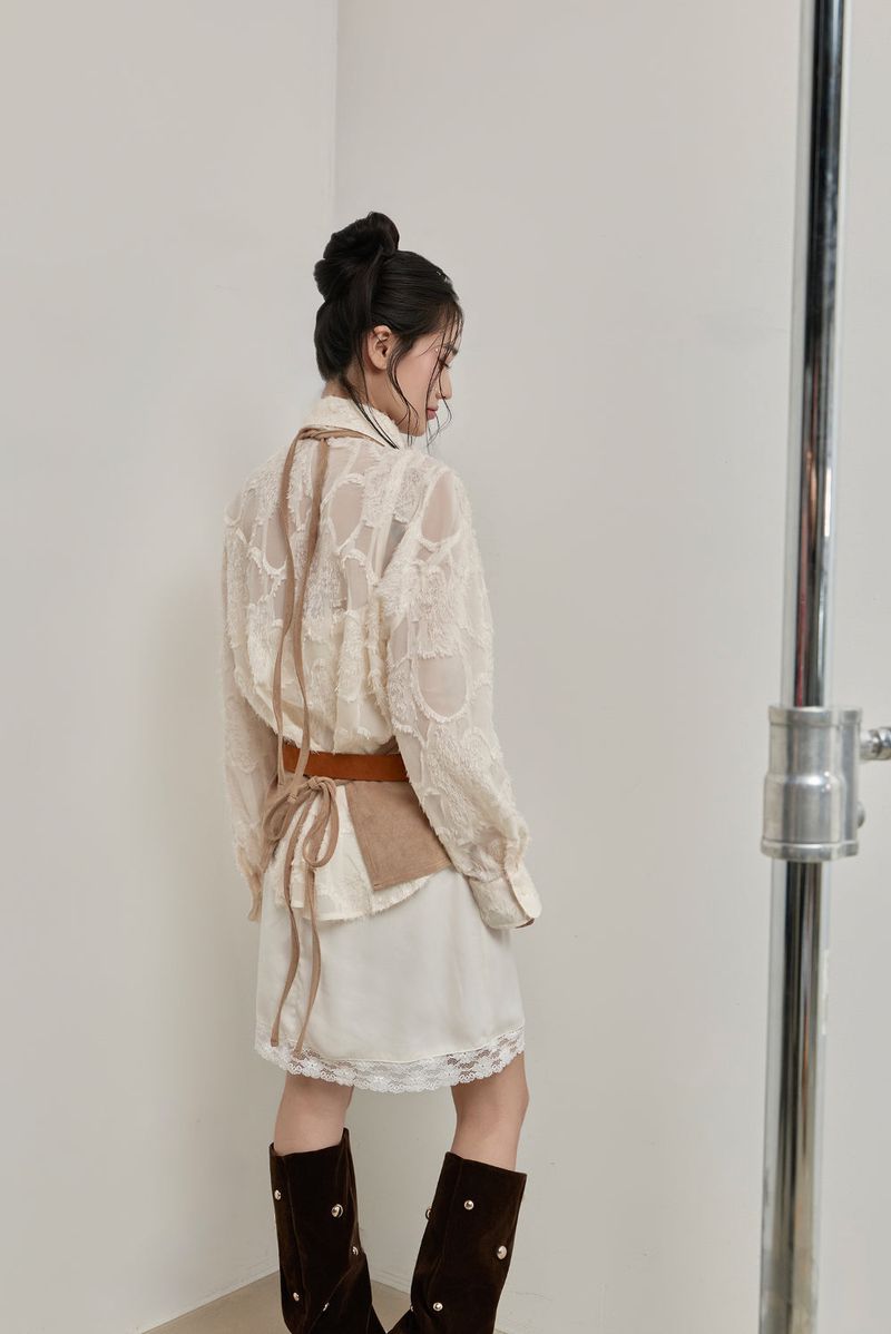 Halter-Tie Suede Apron_Camel