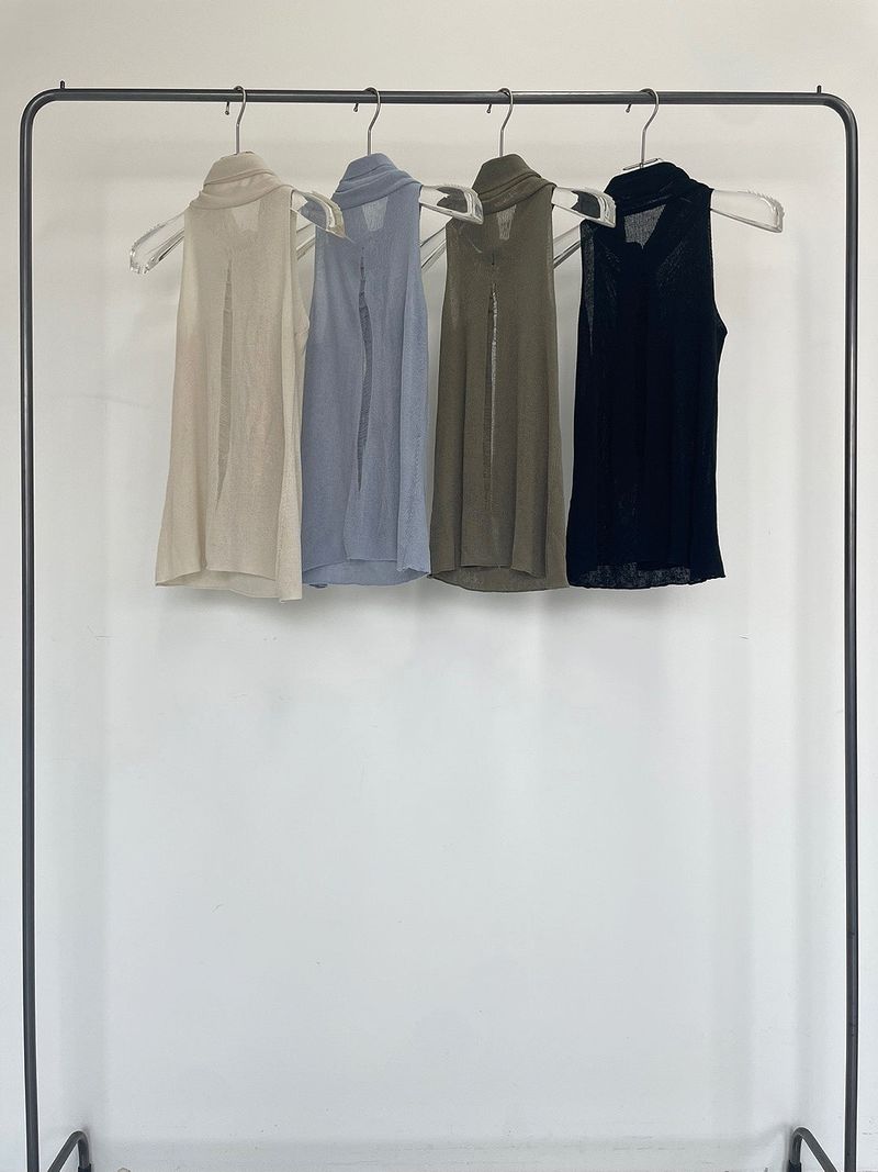 SEE-THROUGH HALTER SLEEVELESS (4C)