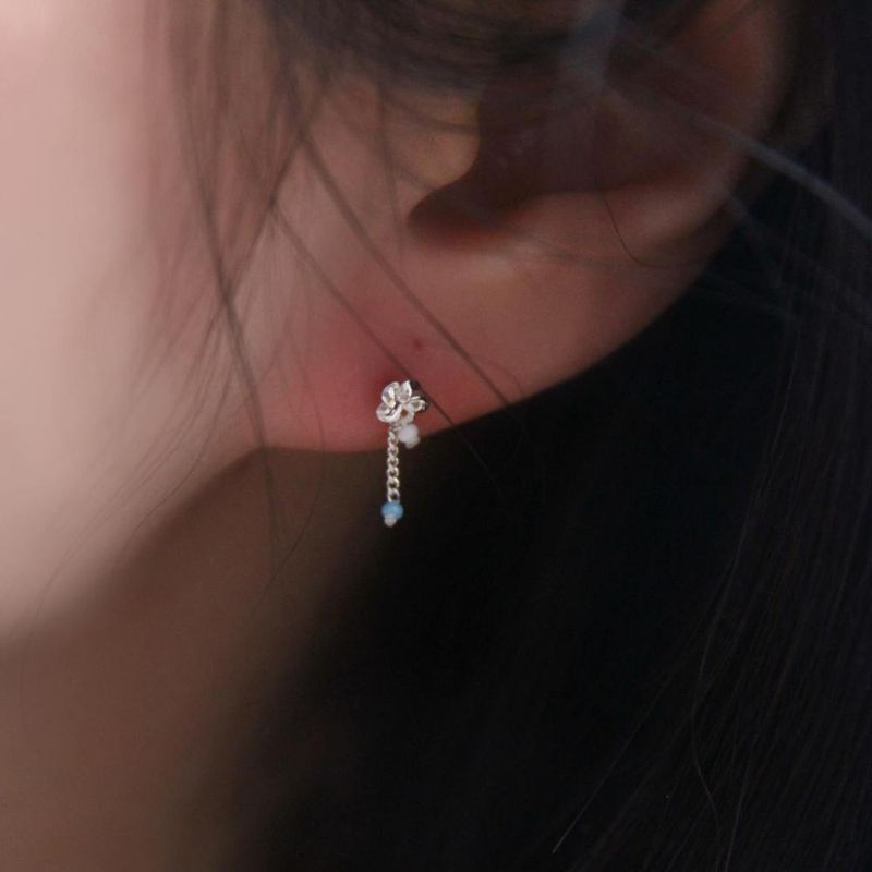 [CCNMADE] Plumeria Silverchain Earring (9color)