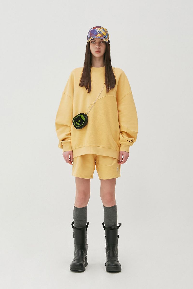 Reverse Bear Patch Crewneck_Canary