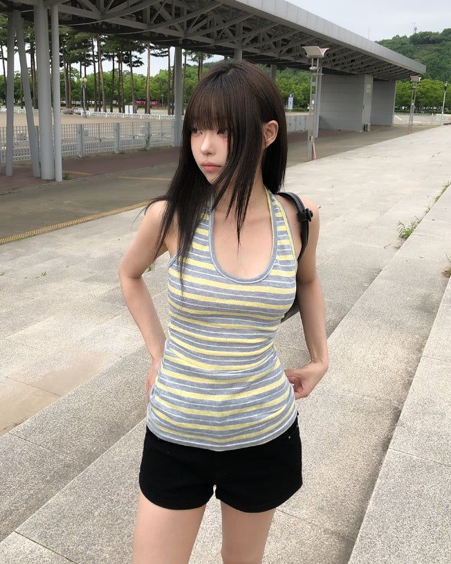 Fruity Stripe Halter Sleeveless