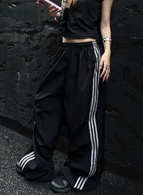 Silver Edge Line Wide-Leg Pants