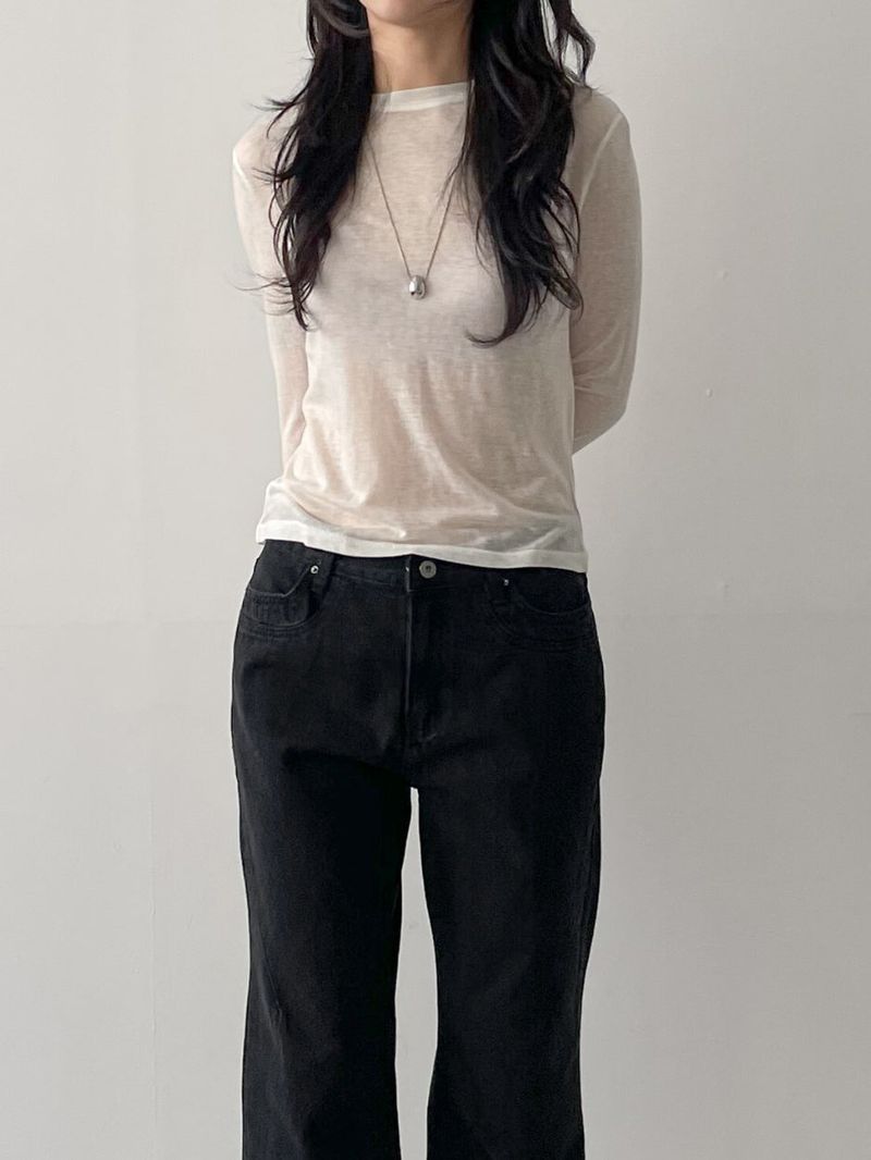 INCHANT ME(インチャントミー)の「Ocean Tencel See-through Round Neck T-shirt(Tops)」