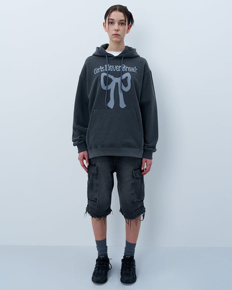 NEVER BREAK PIGMENT HOODIE-CHARCOAL