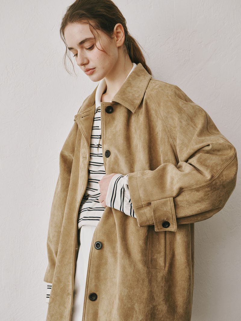 Suede half coat (Beige)