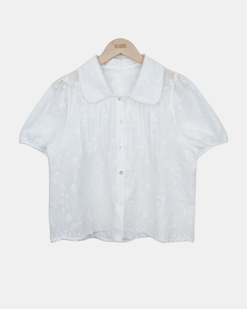 Mite Jacquard Short Sleeve Blouse