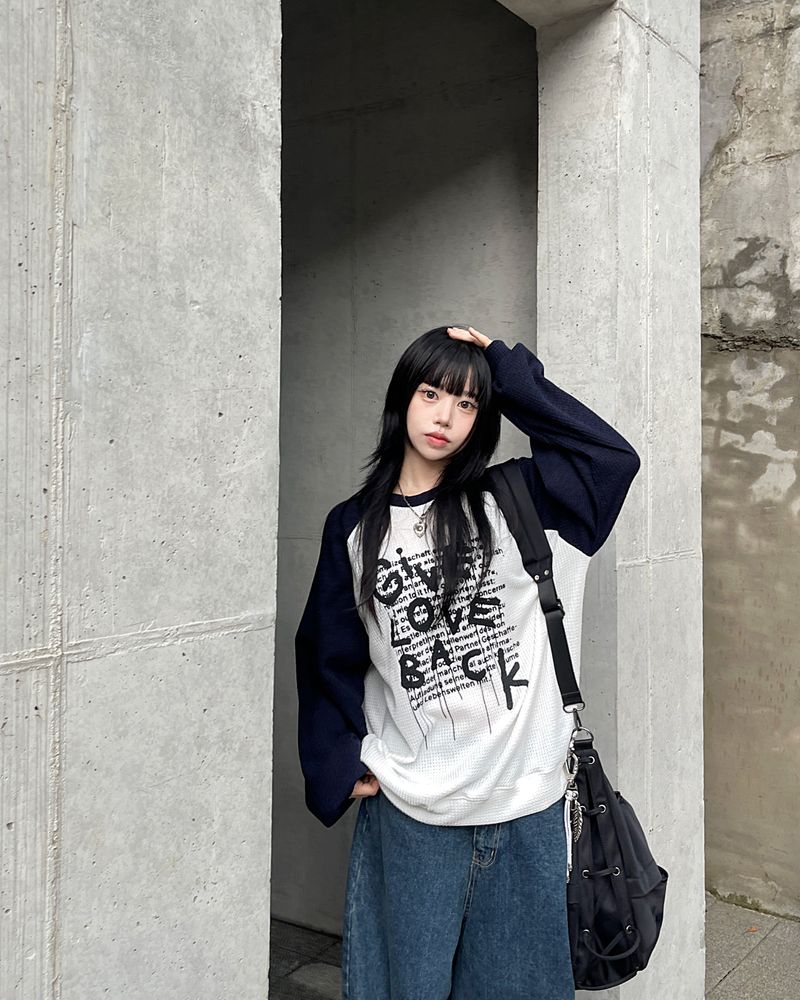 Shino raglan waffle sweatshirt 