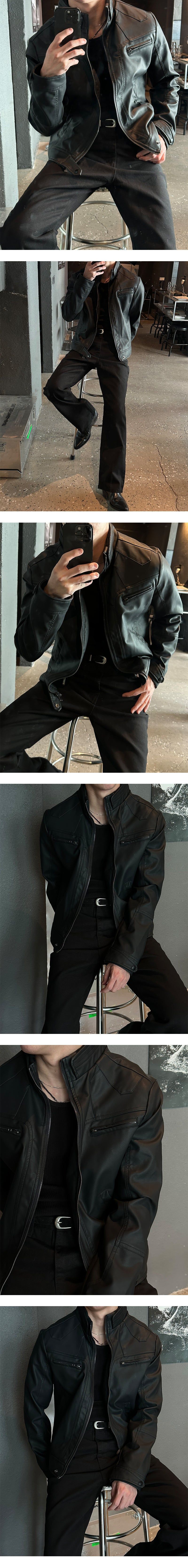 [PROMOTION] Leather zipper biker short jacket (2SIZE)