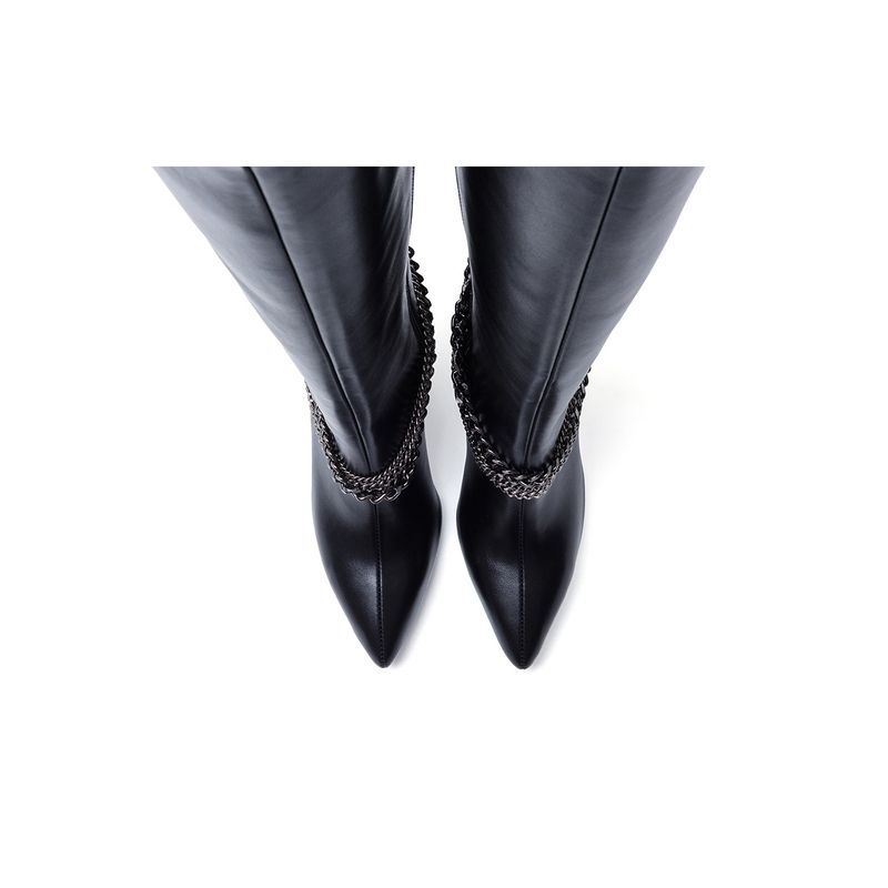 Chain Stiletto Boots Heel(Black)