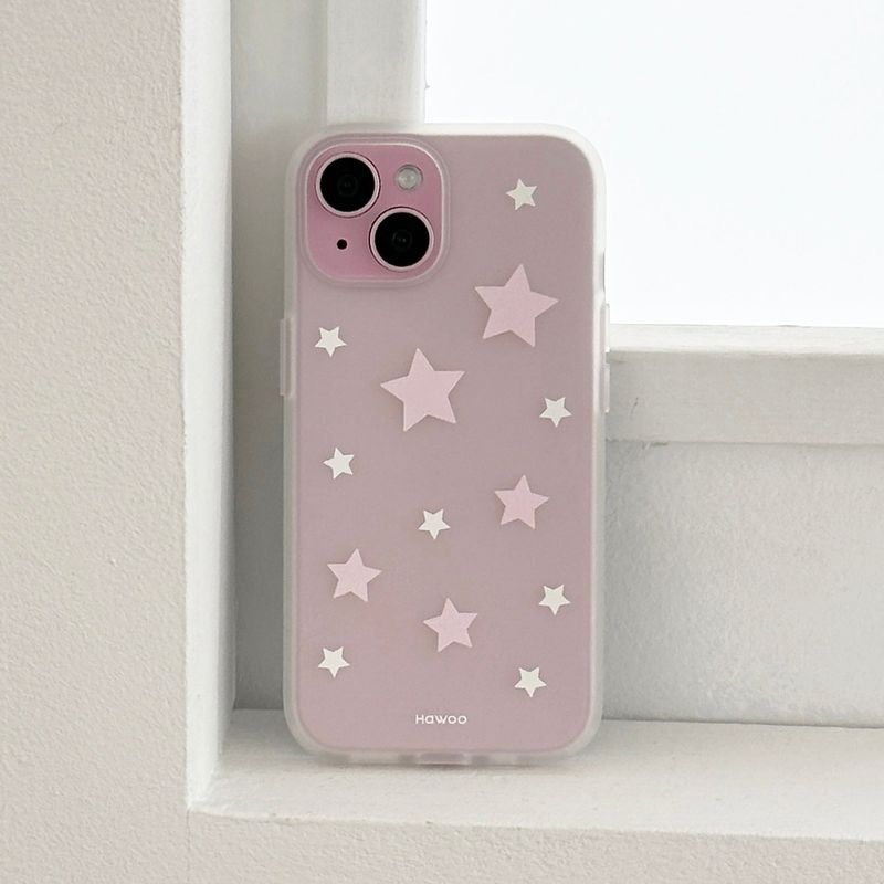 pastel star half clear jelly case (pink)