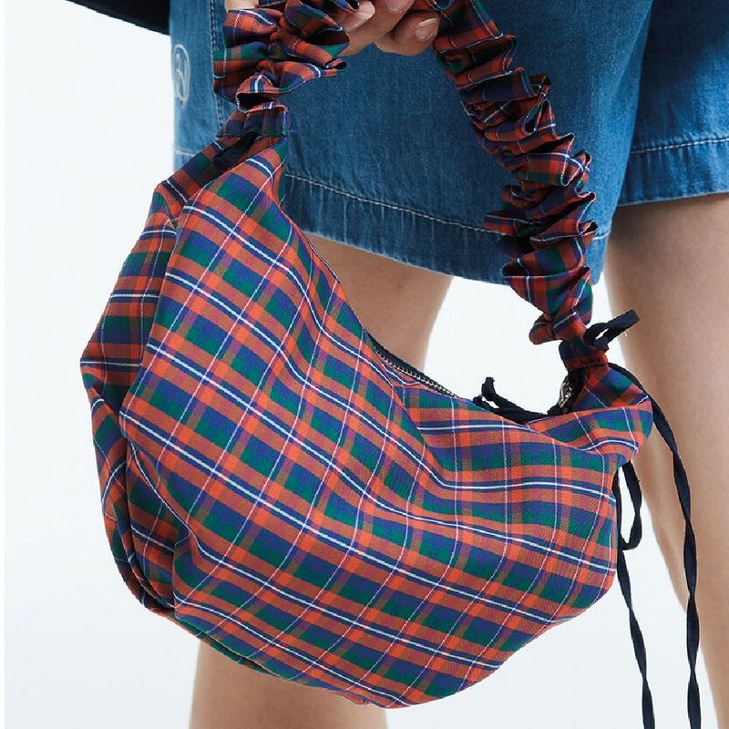 Memory shirring hobo bag / Navy