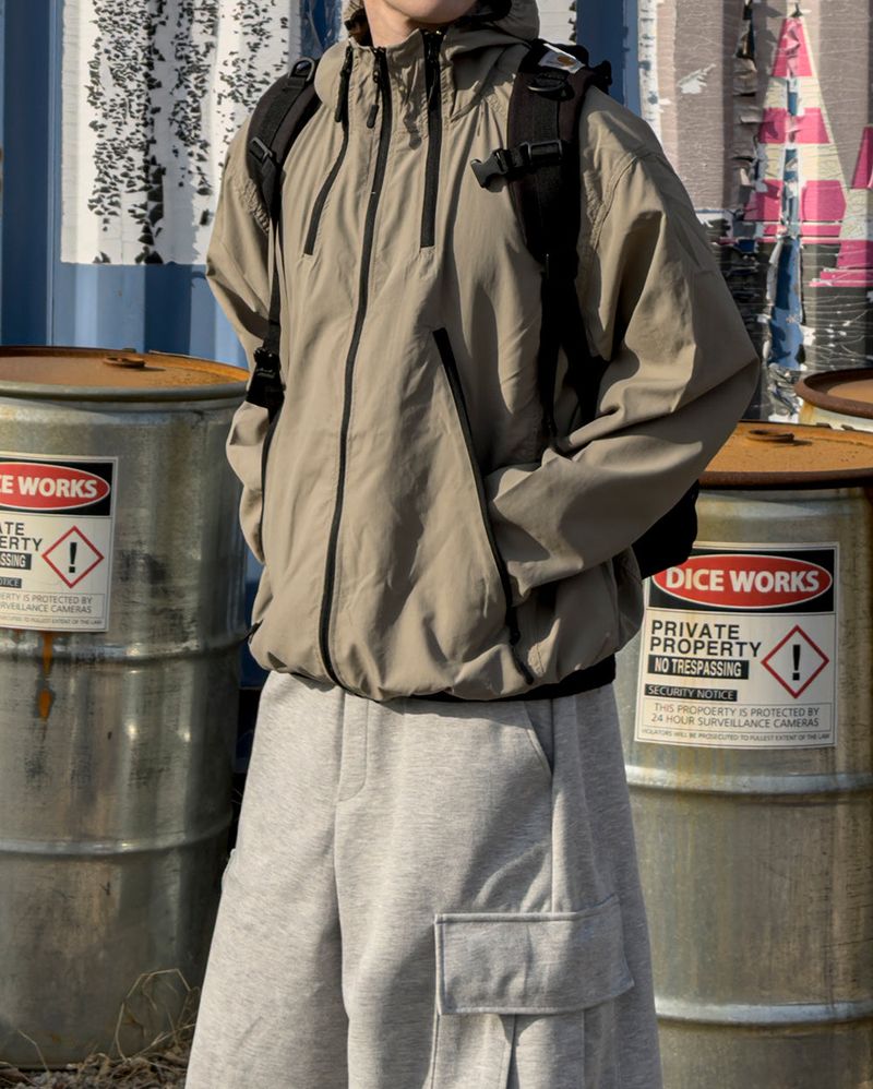 CALVET Zip-Up Hooded Windbreaker