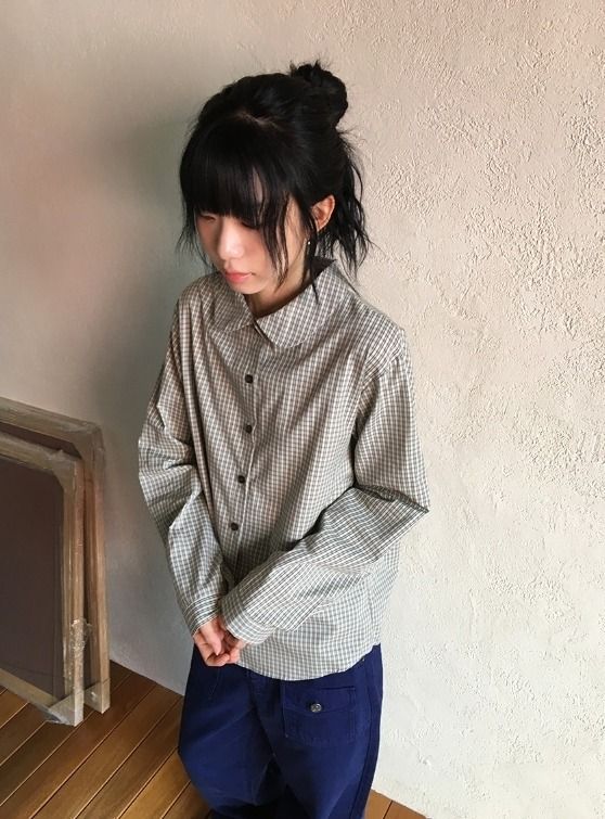 26FW★ [BAONHAUS] Hoimin Round Collar Check Blouse