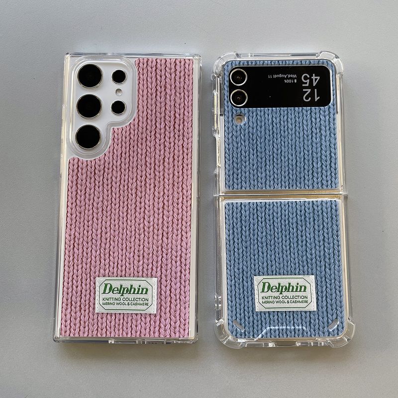LABEL KNIT HARD JELL CASE_PINK