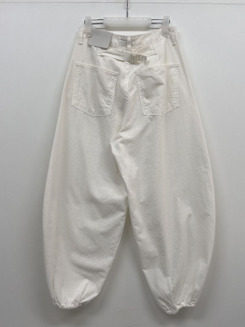 Linen Cinch Back Balloon Fit Wide Pants