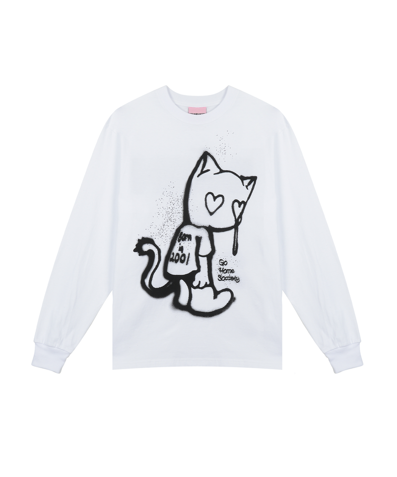 ITZAVIBE(イッザバイブ)の「LOVE CRYING CAT LONG SLEEVE - WHITE(Tops)」