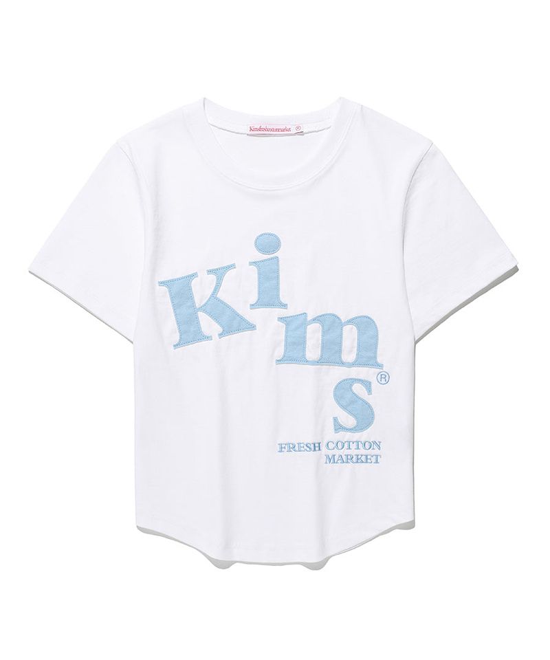 Kims Fresh Cotton Market(キムス フレッシュ コットン マーケット)の「メッシー アルファ アップ ティー ホワイト(blue)(トップス)」