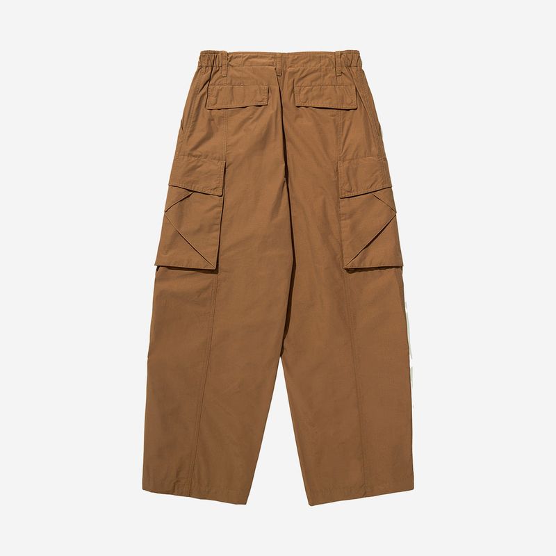 Nylon RIB Wide Pocket Pants - CAMEL