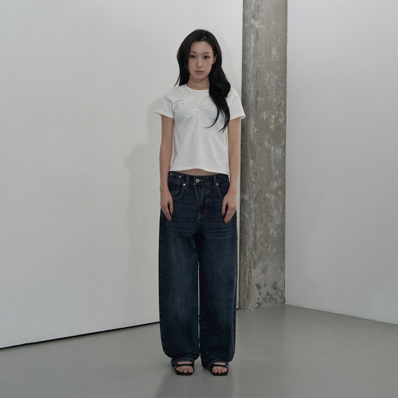 スラッシュピンタックTシャツ (WHITE)