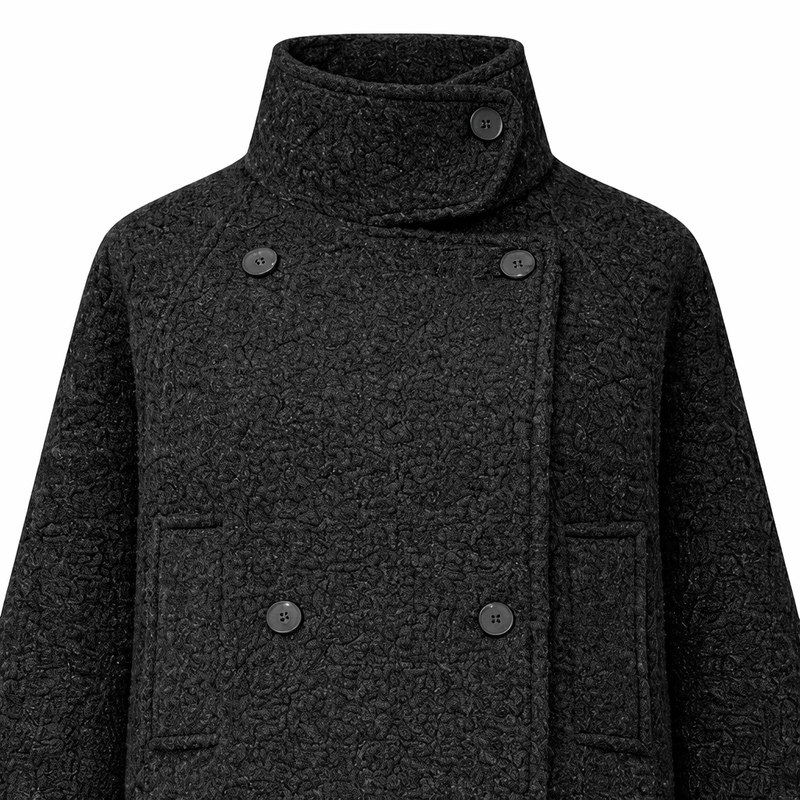 Luen Double Button High Neck Short Coat