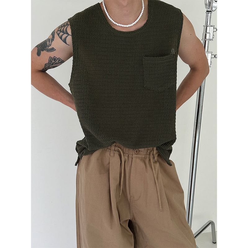 [S/S] Square pocket knit sleeveless (5color)