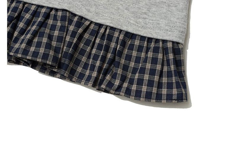CHECK LAYERED LONG SLEEVE - GRAY