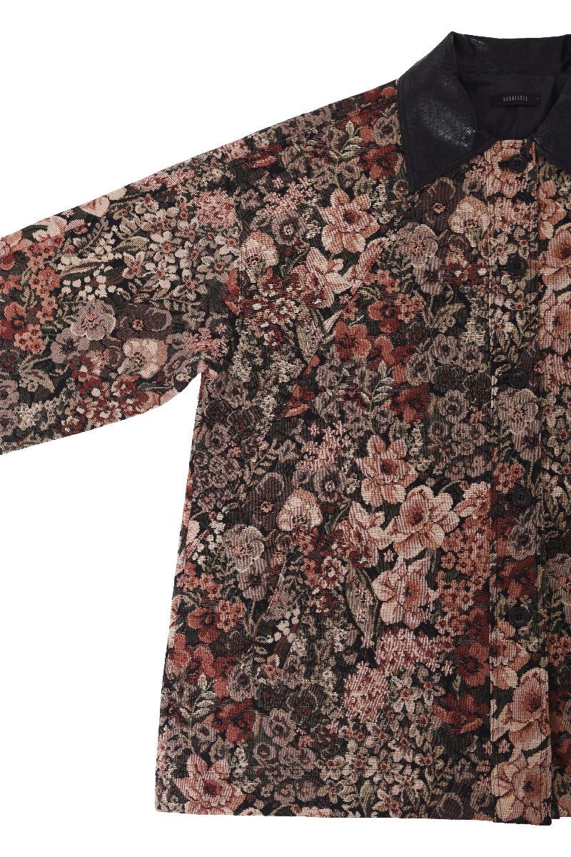 Flower Jacquard Half Jacket (wine)