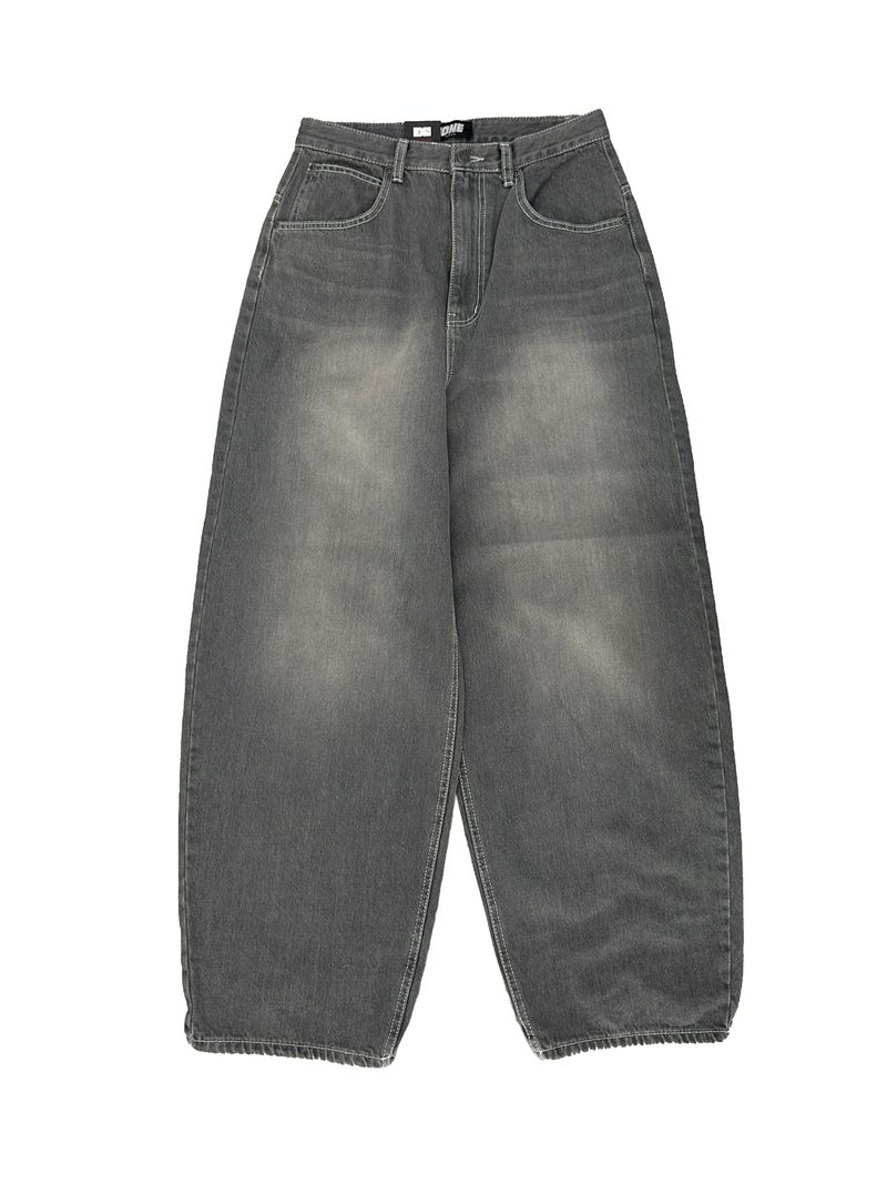 gray shirring washed denim