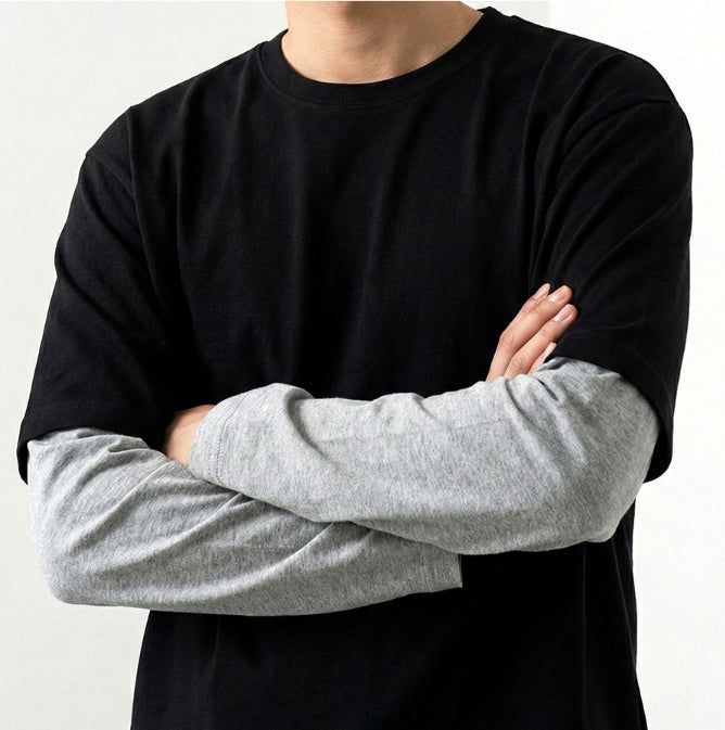 Crop Layered Long Sleeve Black