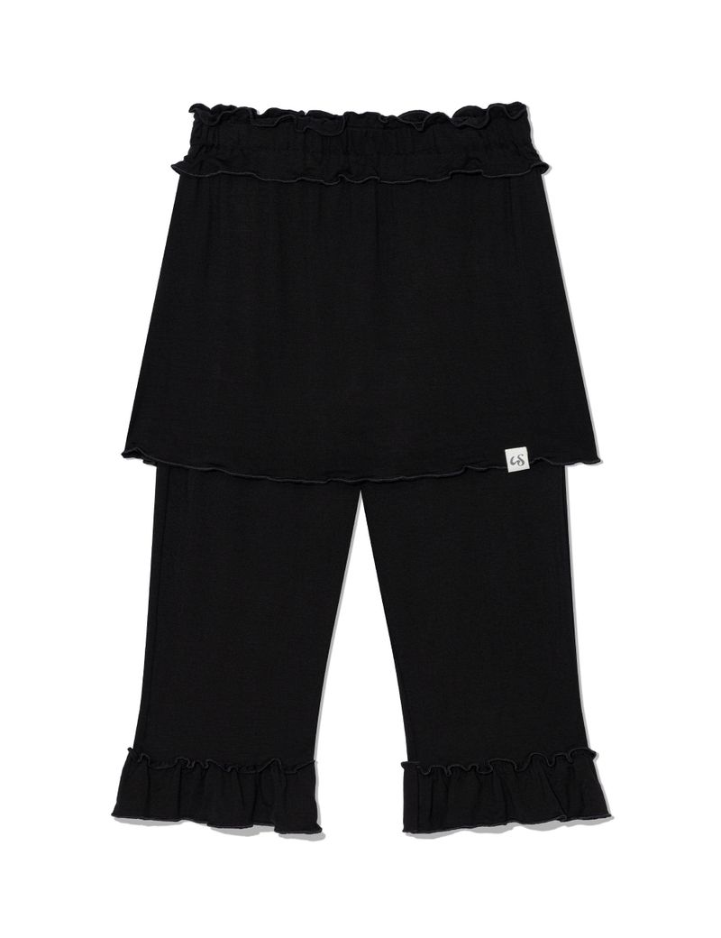 FRILL CAPRI SKIRT PANTS(BLACK)