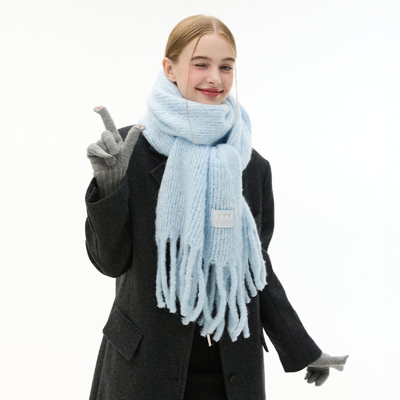 Basic Knit Big muffler_ Skyblue