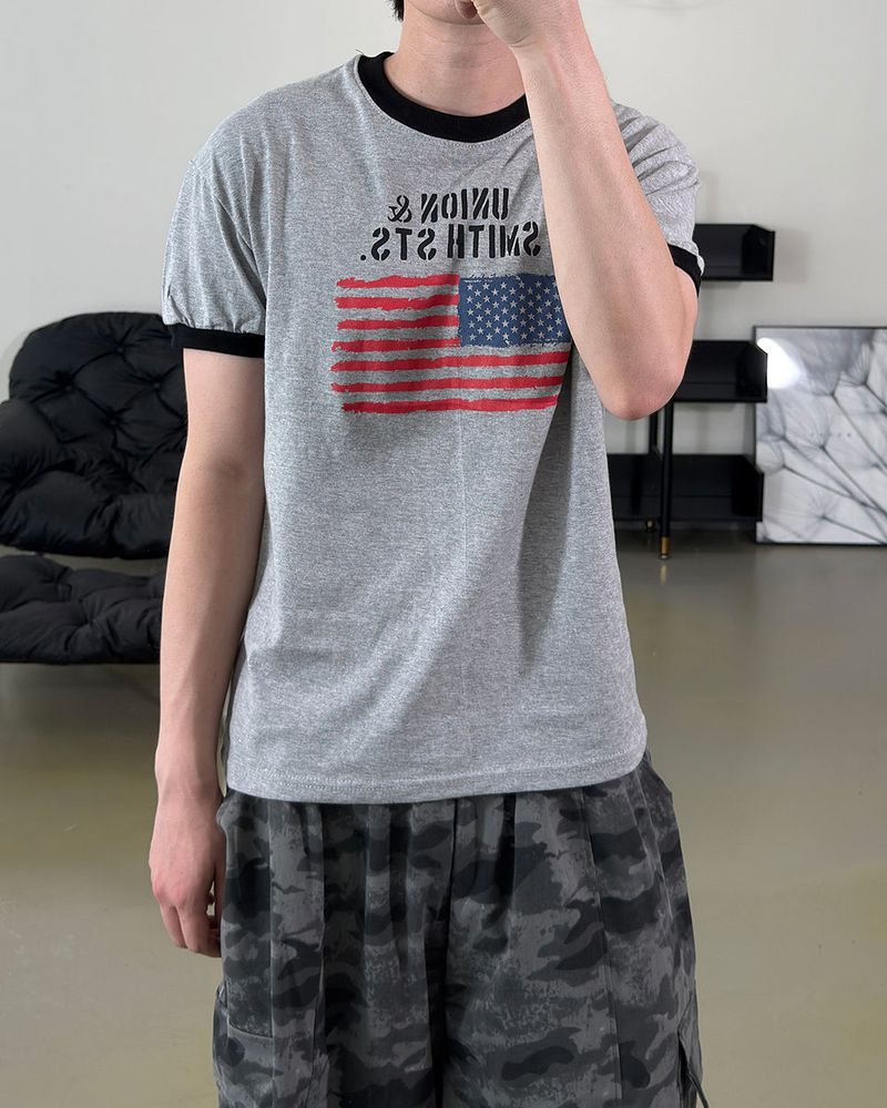 Loue American Flag Ringer Muscle Tee