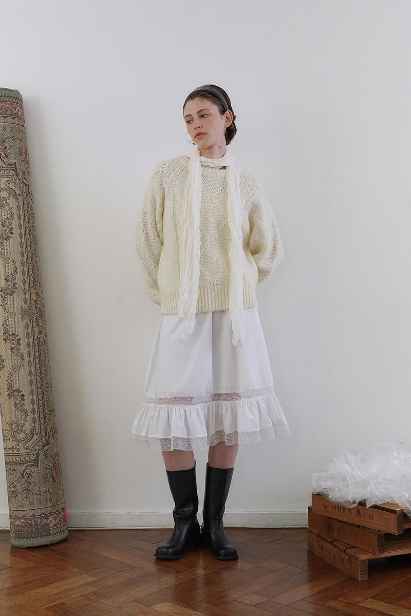 Faye lace skirt_ivory