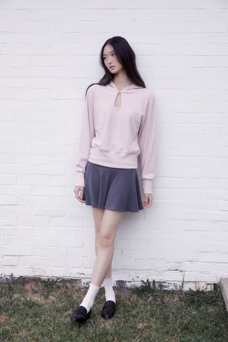 Knit mini flare skirt (CHARCOAL)