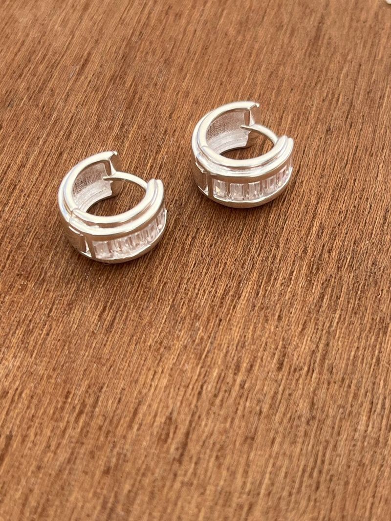 (silver925/18k) Aqua cubic earrings