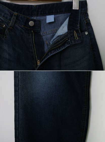 TY Deep Blue Washed Denim Wide Pants