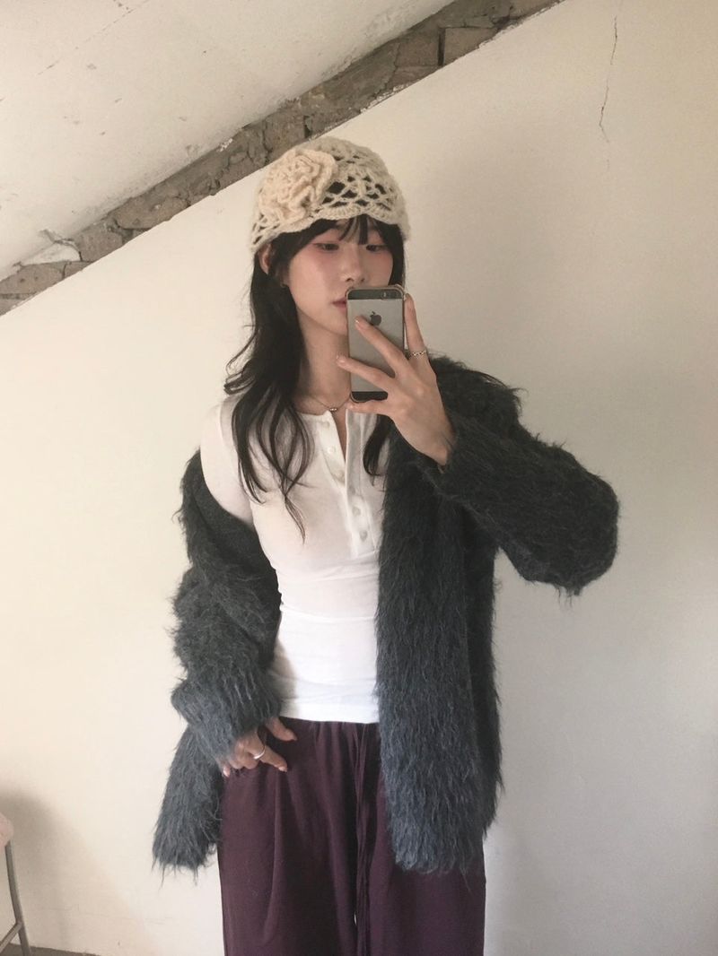hairy overfit cardigan