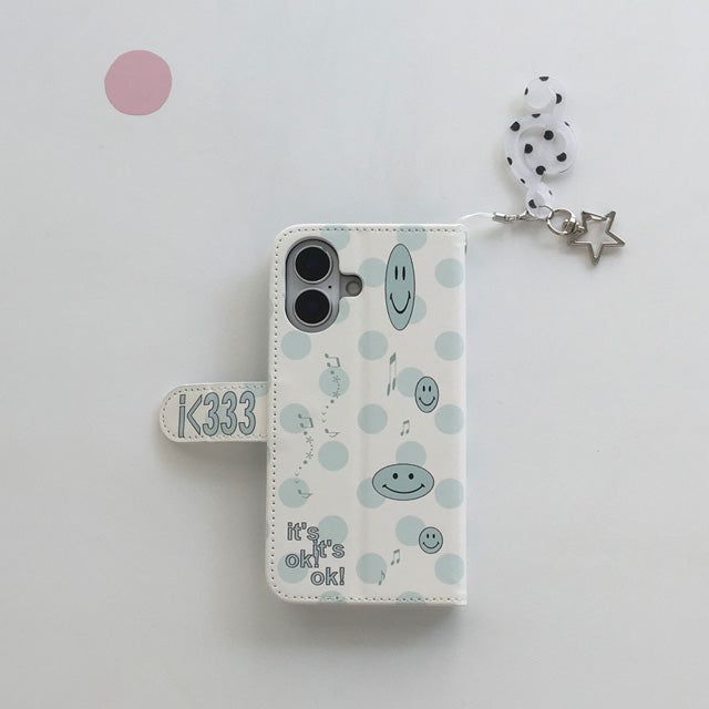 Dot dot smile skyblue diary wallet case