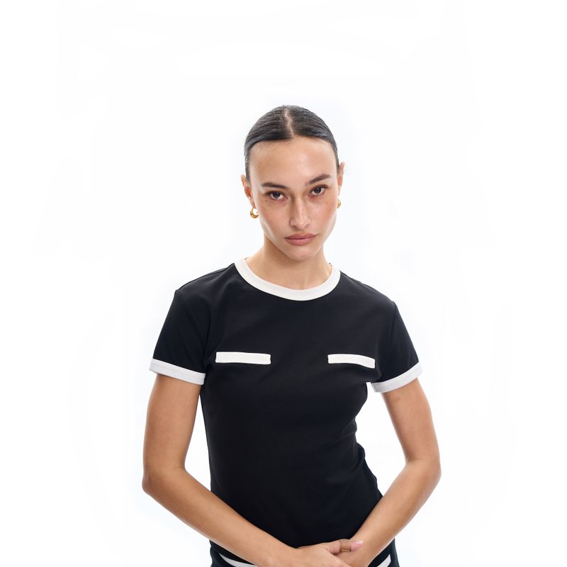 Contrast Paneled Short-Sleeve Top