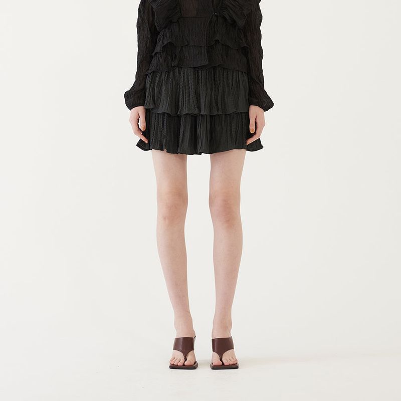 RUFFLED MINI SKIRT (BLACK)
