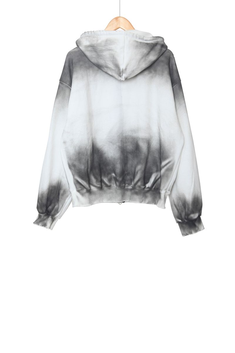 Spray washed hood zip-up