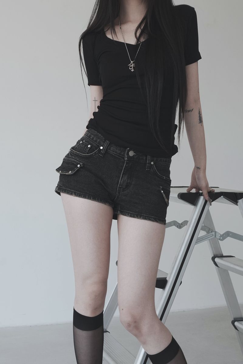 summer black cargo short pants