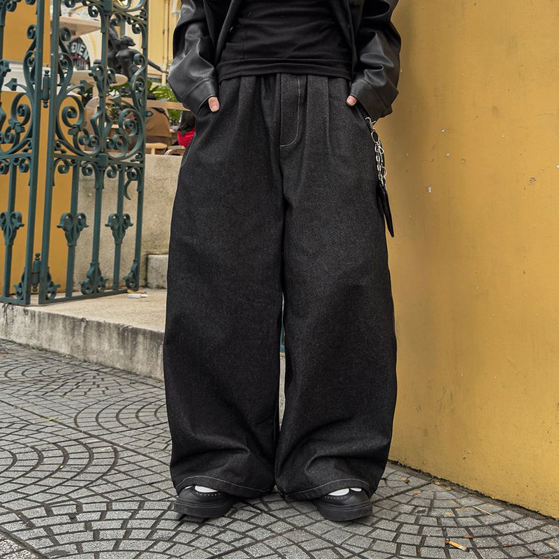Bin Lettering Raw Wide Denim