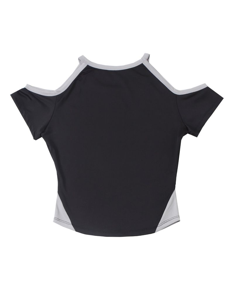 Polyester Off-Shoulder Crop Top (Navy)