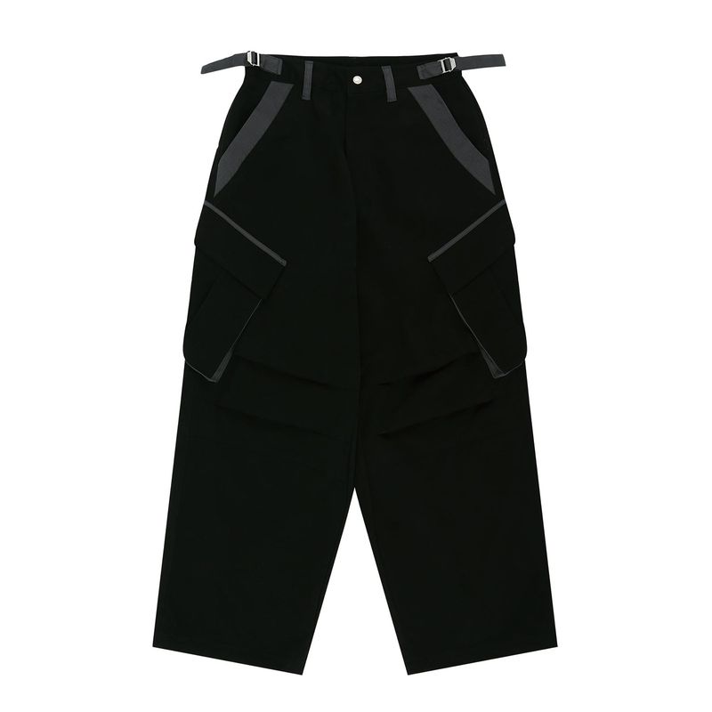 Peach Cotton Cargo Pants - Black