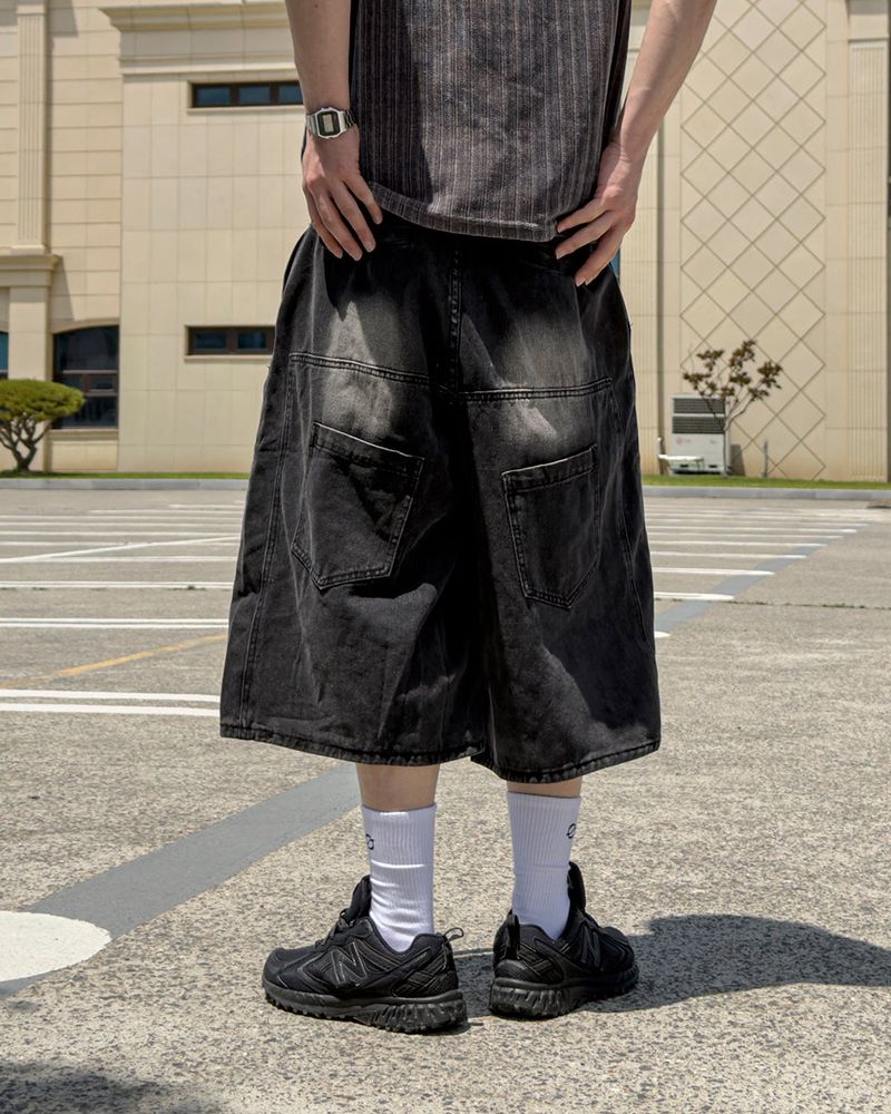 Beltic Asymmetric Pocket Bermuda Denim