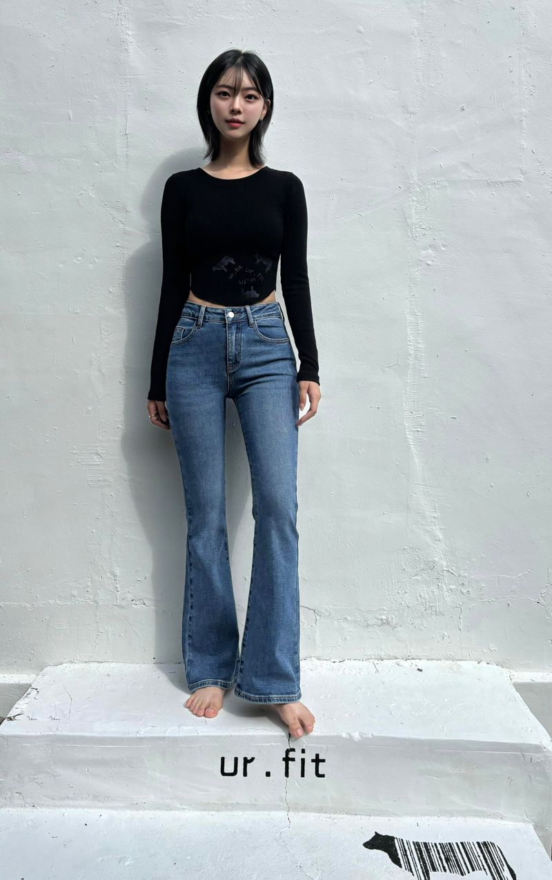 BASIC SPANDEX BOOTCUT DENIM PANTS code 18311