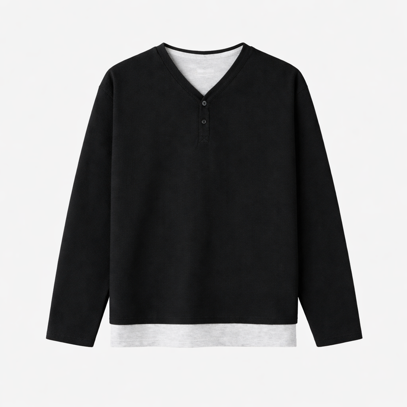 Port button layered knitwear