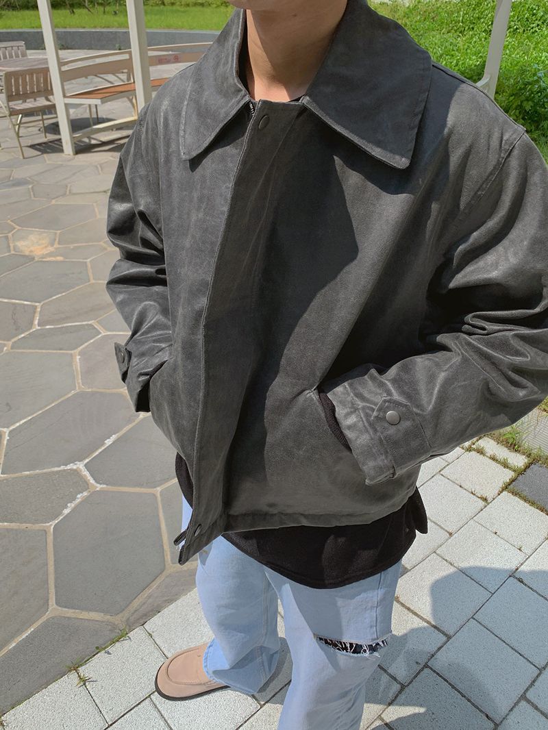 Bell Crack Leather Crop Jacket (3color)