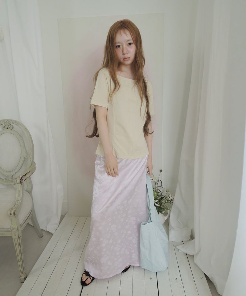 NUPHLO(ニューフロー)の「BLOSSOM JACQUARD SATIN LONG SKIRT(Skirts)」